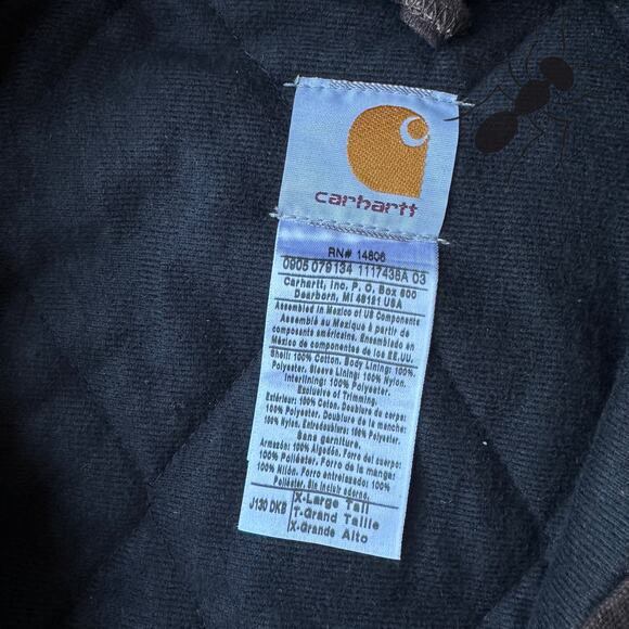 Vintage Y2K Carhartt J130 DKB brown hooded work wear jacket - Picture 5 of 8